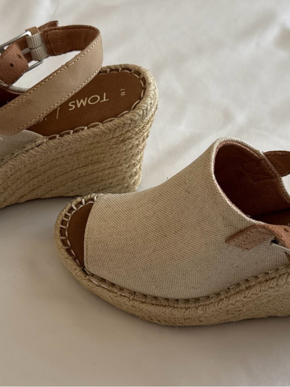 TOMS Natural Canvas Espadrille Wedge Sandals